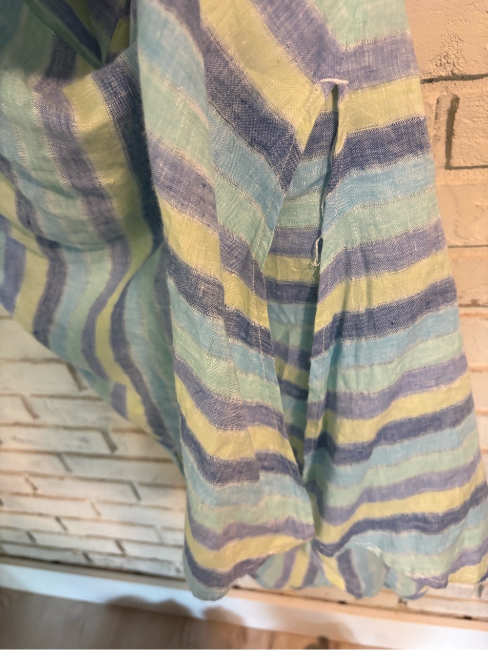 J. Jill linen Striped Sleeveless V-Neck Maxi in Light Blue, Aqua and Pale Lime - Picture 5 of 9